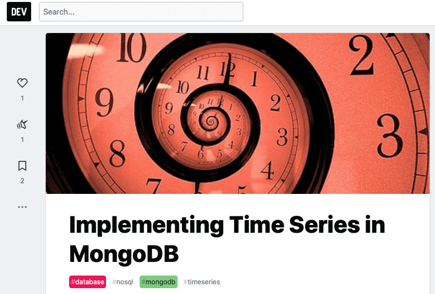 Post on dev.to about how to implement time series in MongoDB.